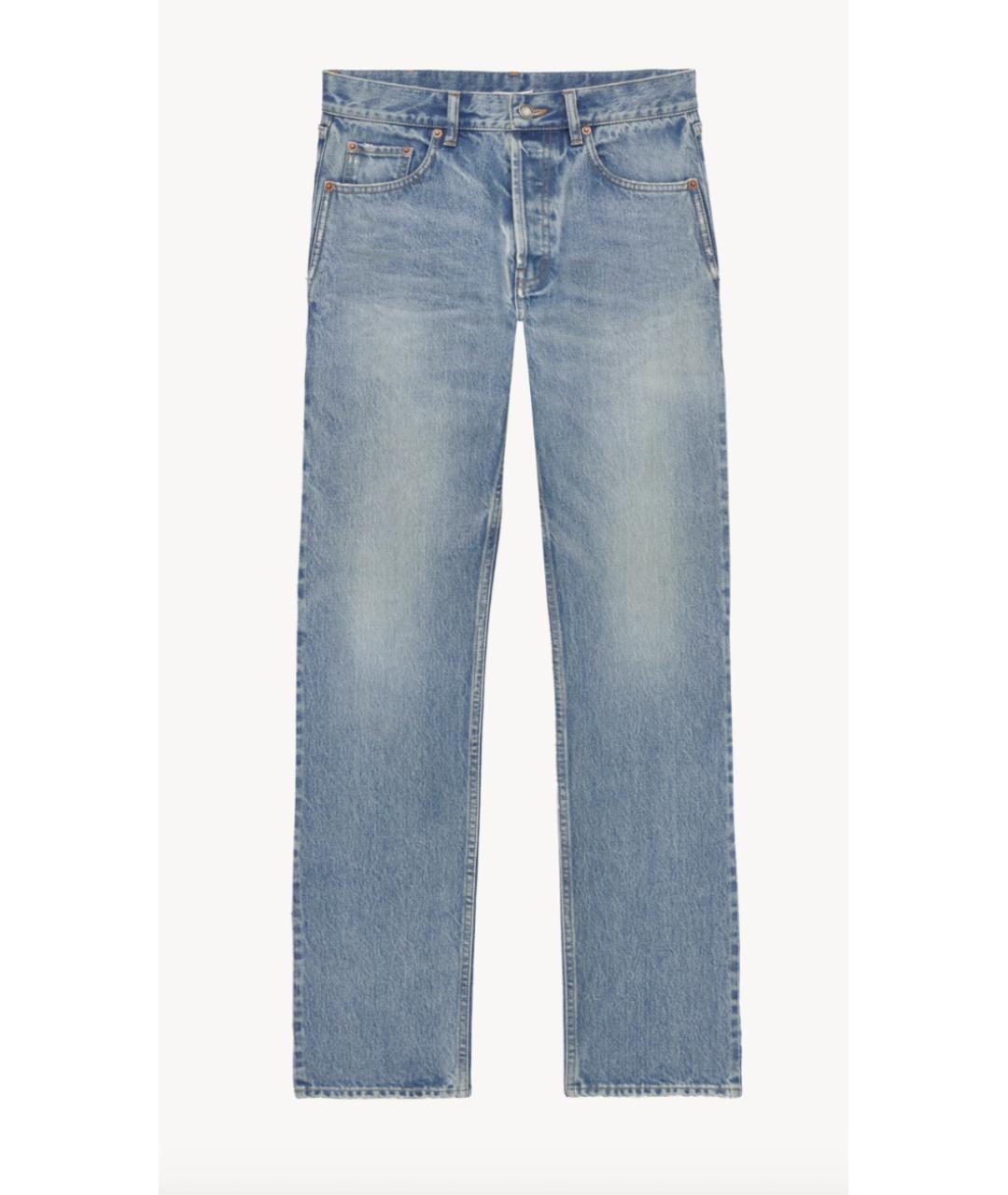 SAINT LAURENT Голубые хлопковые прямые джинсы, фото 6