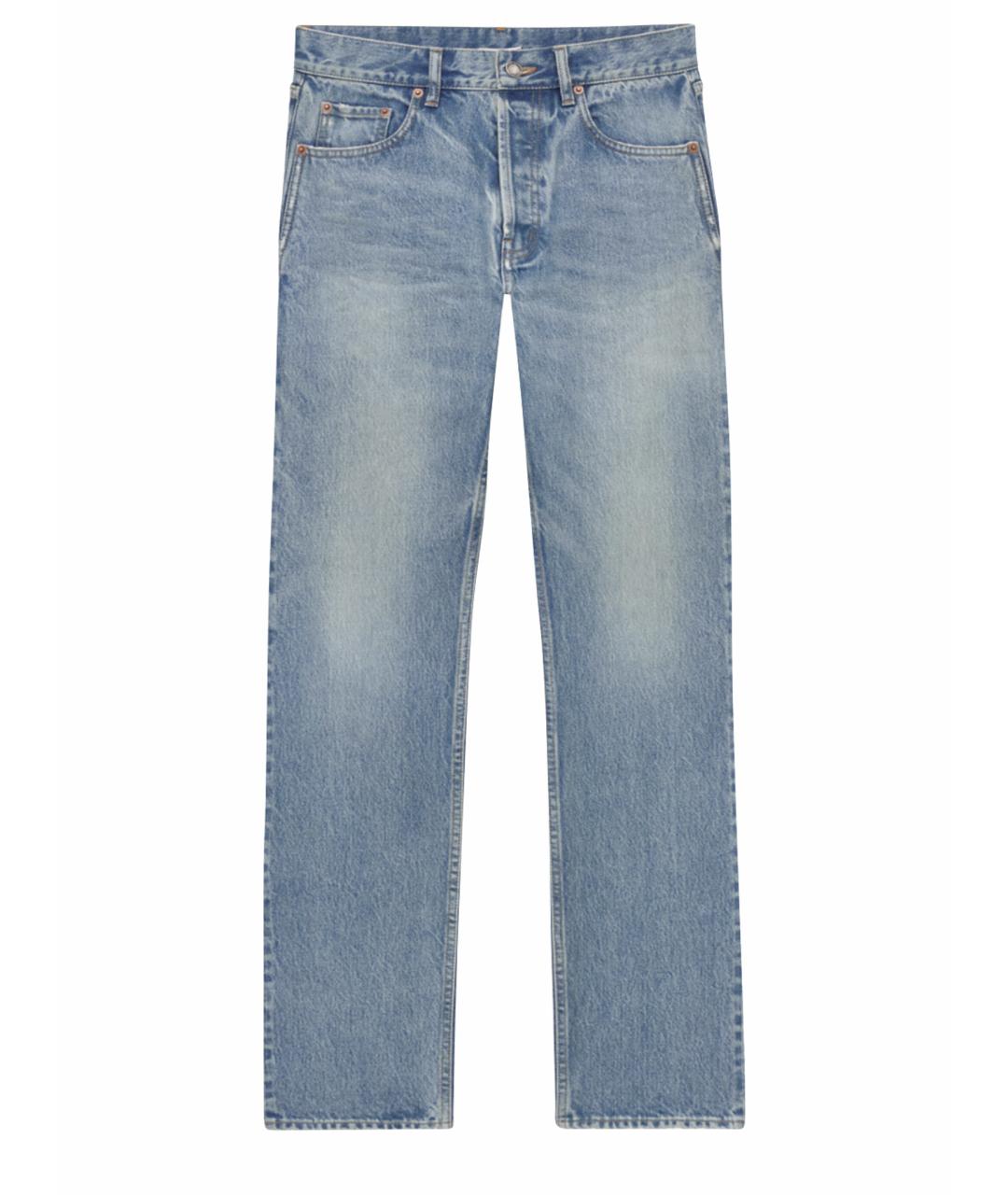 SAINT LAURENT Голубые хлопковые прямые джинсы, фото 1