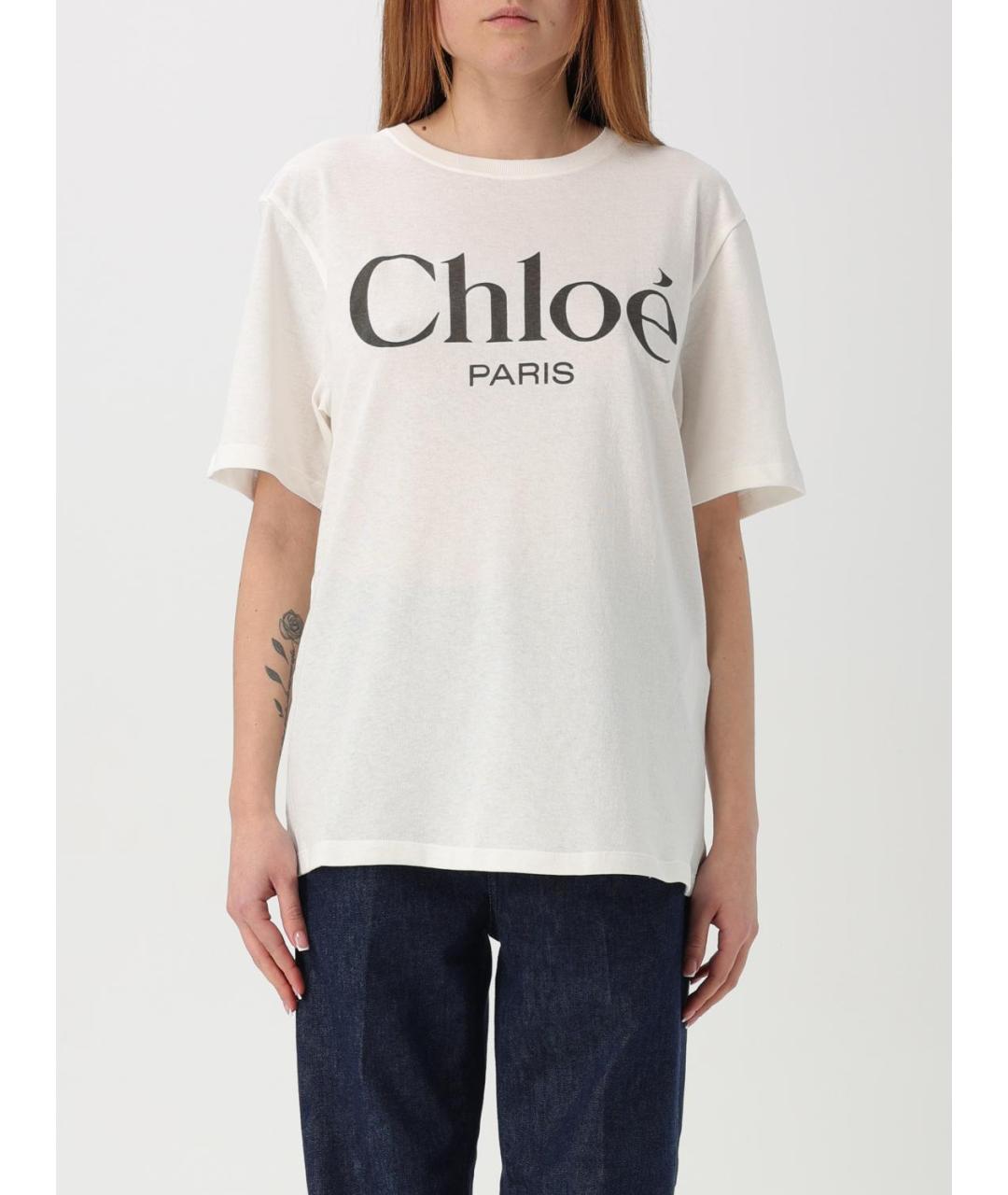 CHLOE Белая хлопковая футболка, фото 2
