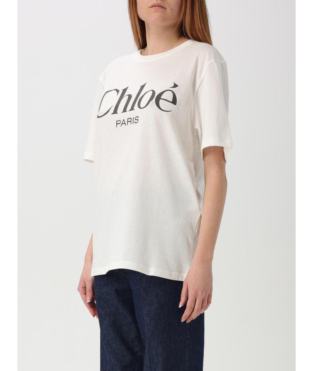 CHLOE Белая хлопковая футболка, фото 5