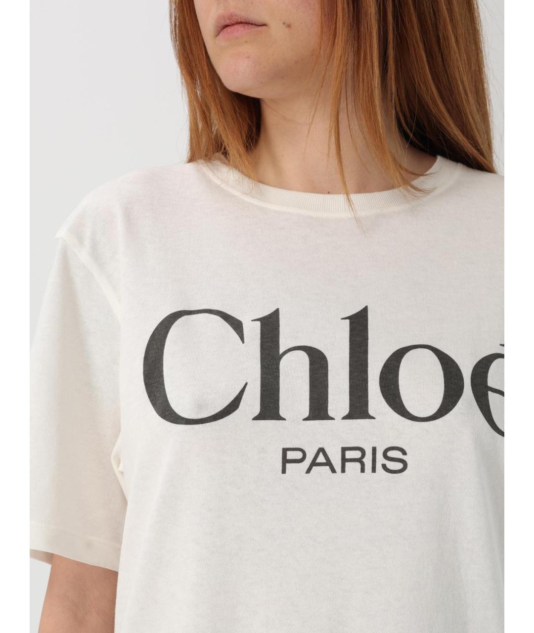 CHLOE Белая хлопковая футболка, фото 6