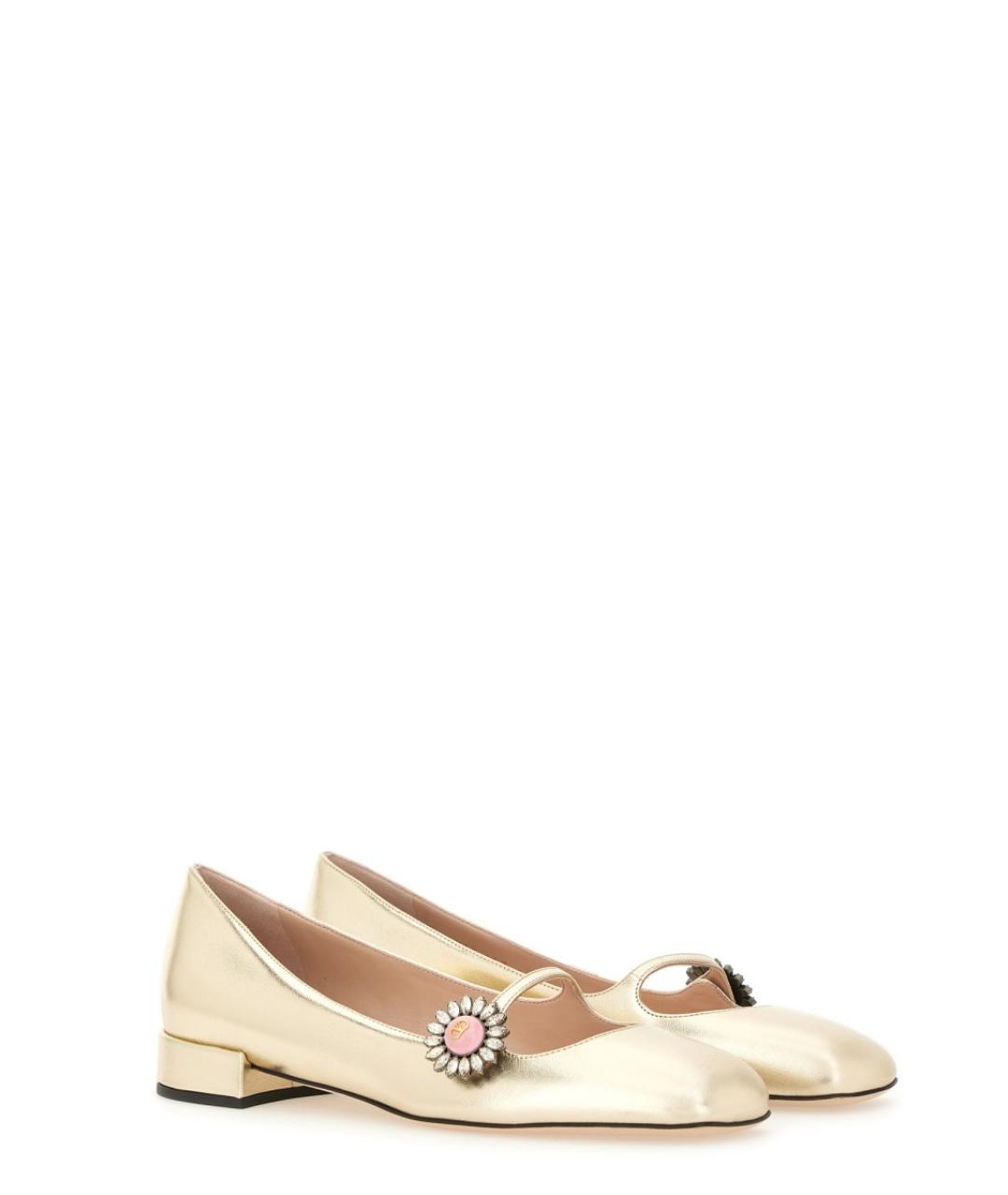 VALENTINO Золотые кожаные туфли, фото 2
