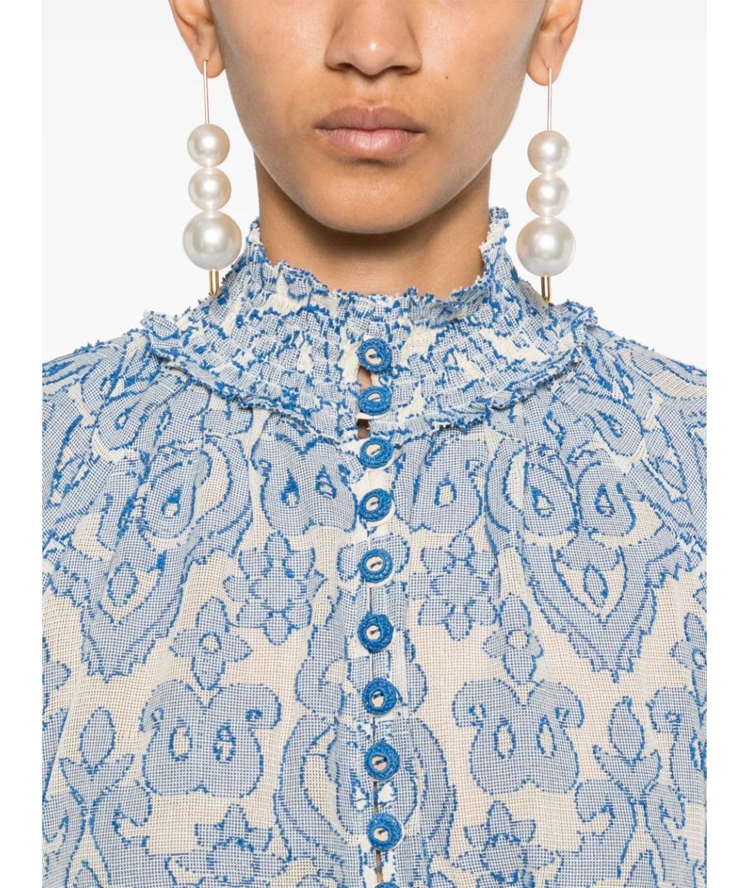 ZIMMERMANN Голубое хлопковое повседневное платье, фото 5