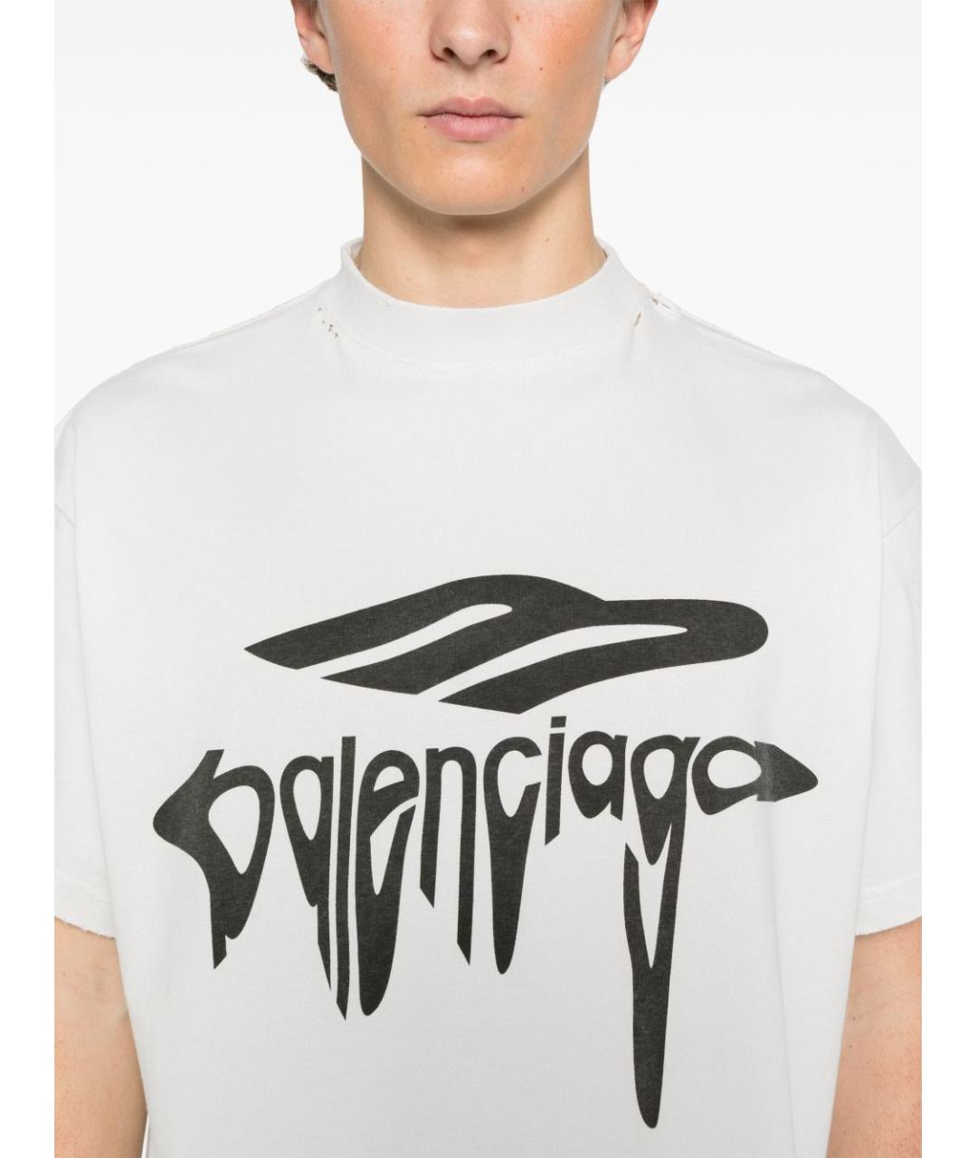 BALENCIAGA Белая хлопковая футболка, фото 5