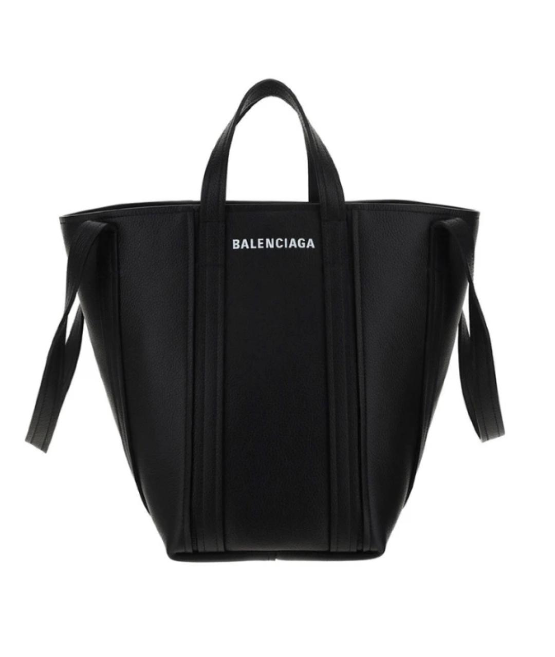 BALENCIAGA Черная кожаная сумка тоут, фото 1