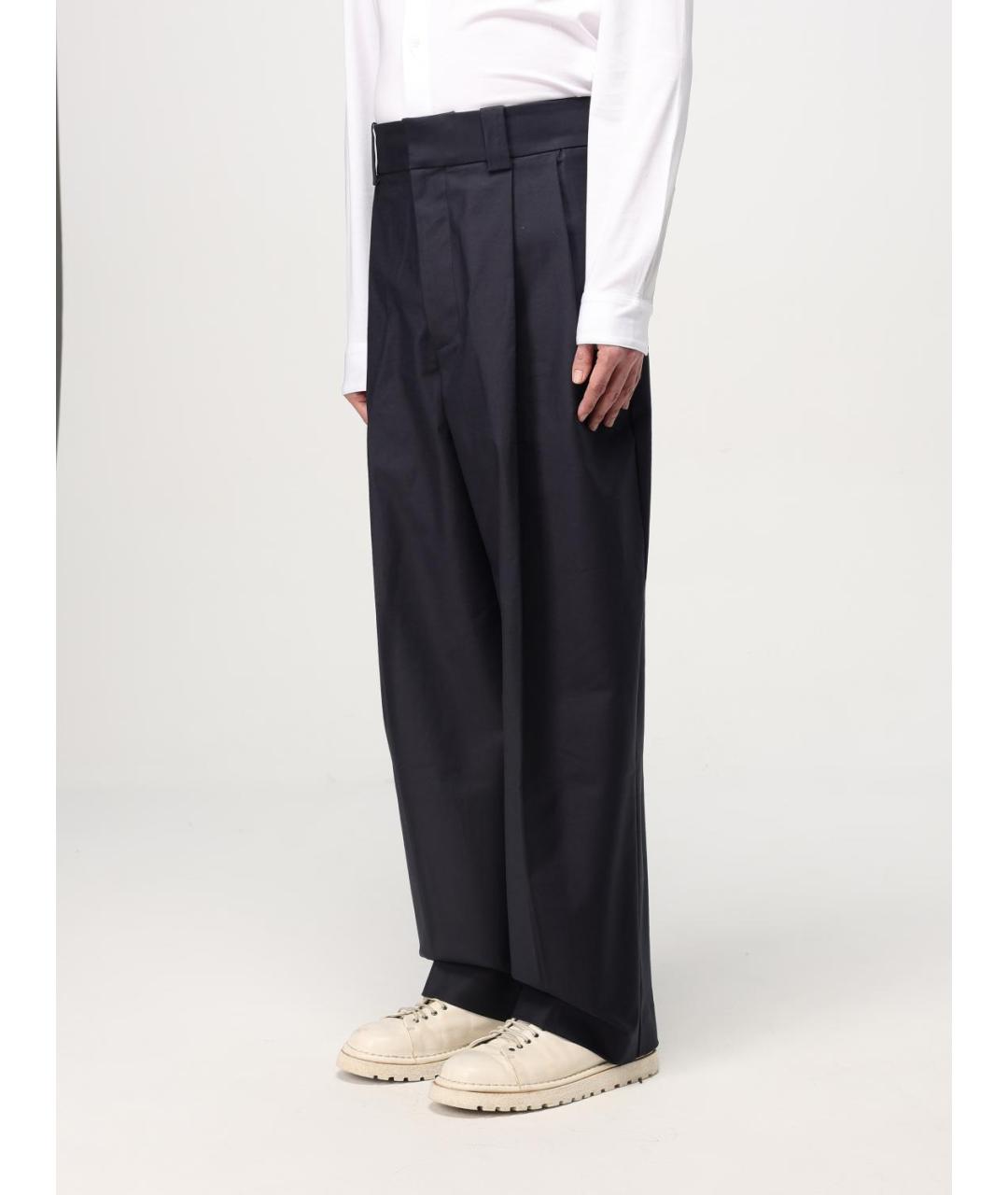JACQUEMUS Синие хлопко-эластановые повседневные брюки, фото 4