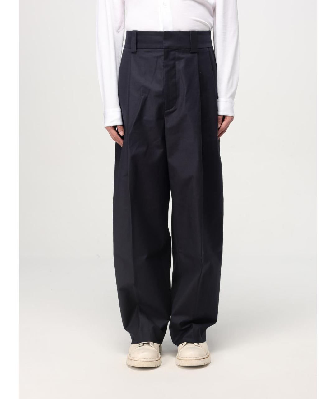 JACQUEMUS Синие хлопко-эластановые повседневные брюки, фото 2