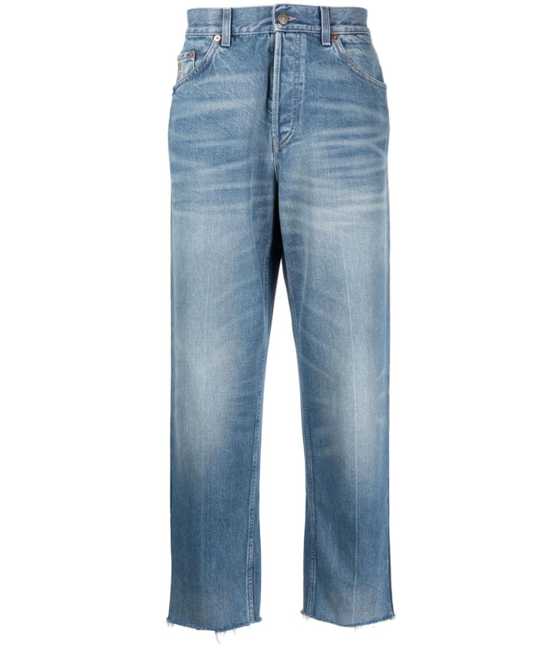 GUCCI Голубые хлопковые прямые джинсы, фото 1