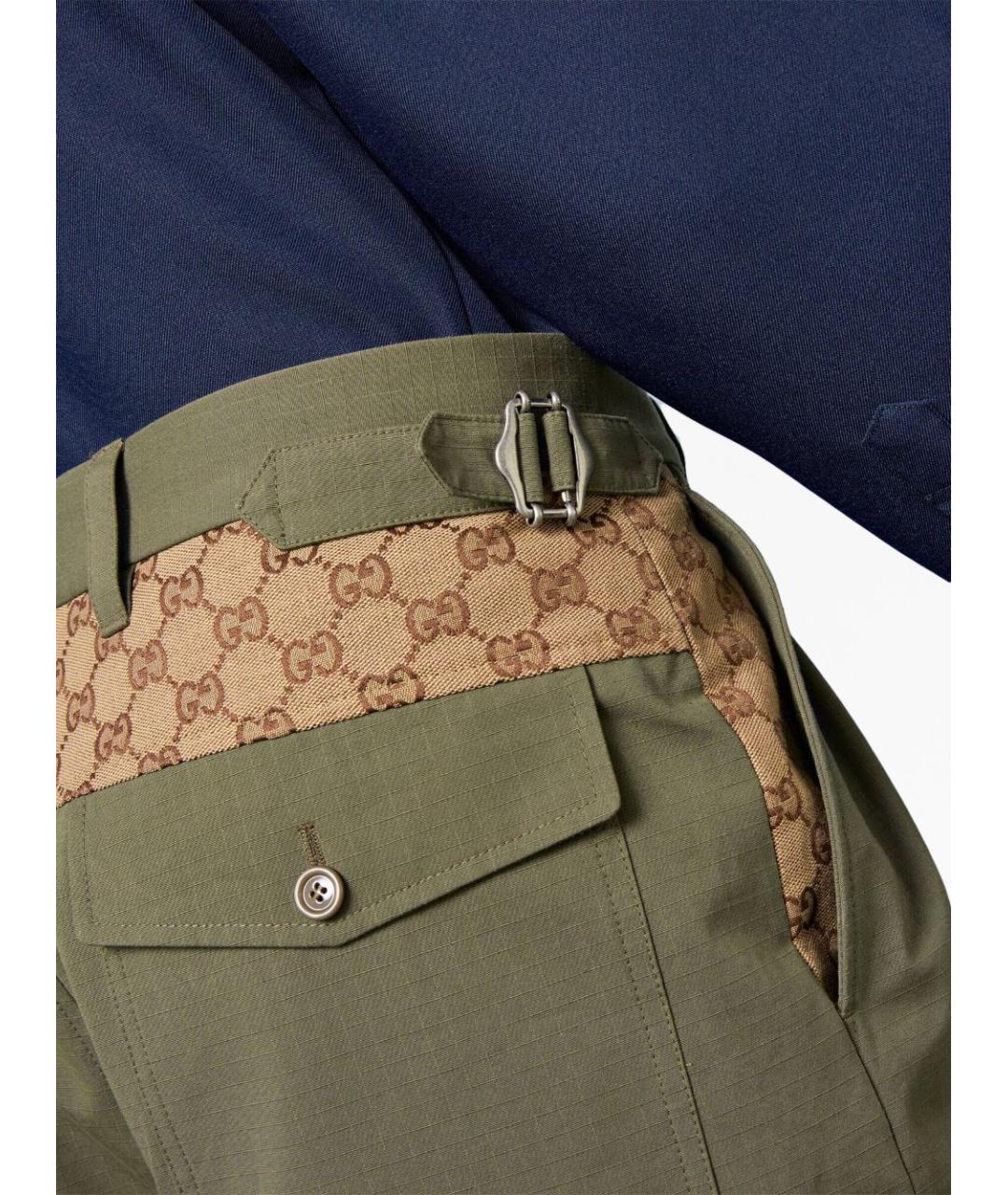 GUCCI Зеленые хлопковые повседневные брюки, фото 4