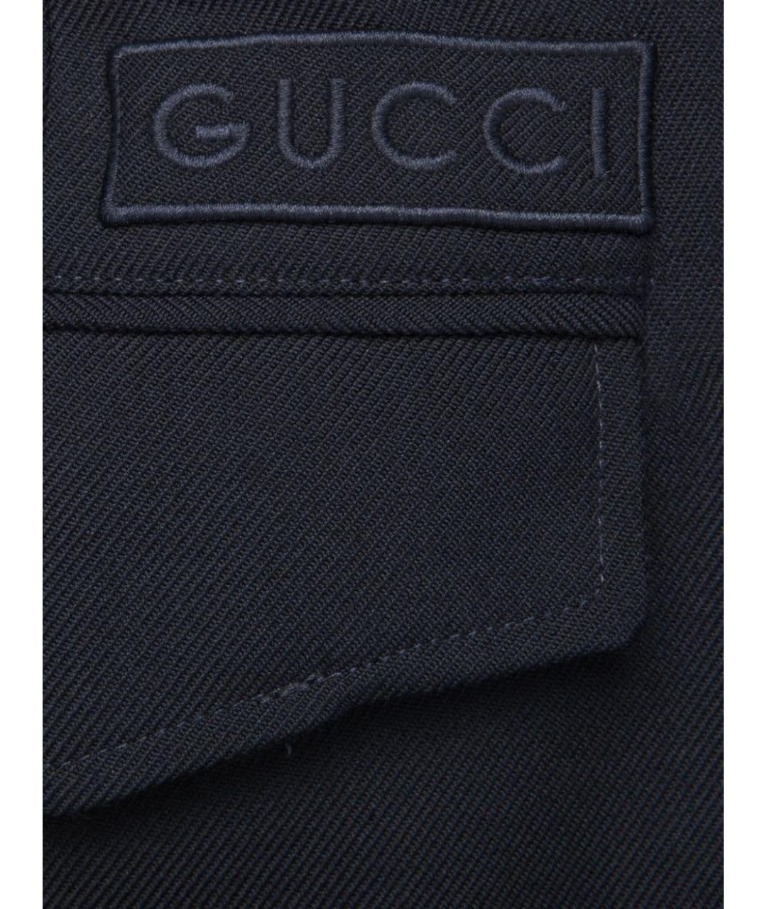 GUCCI Темно-синие повседневные брюки, фото 2