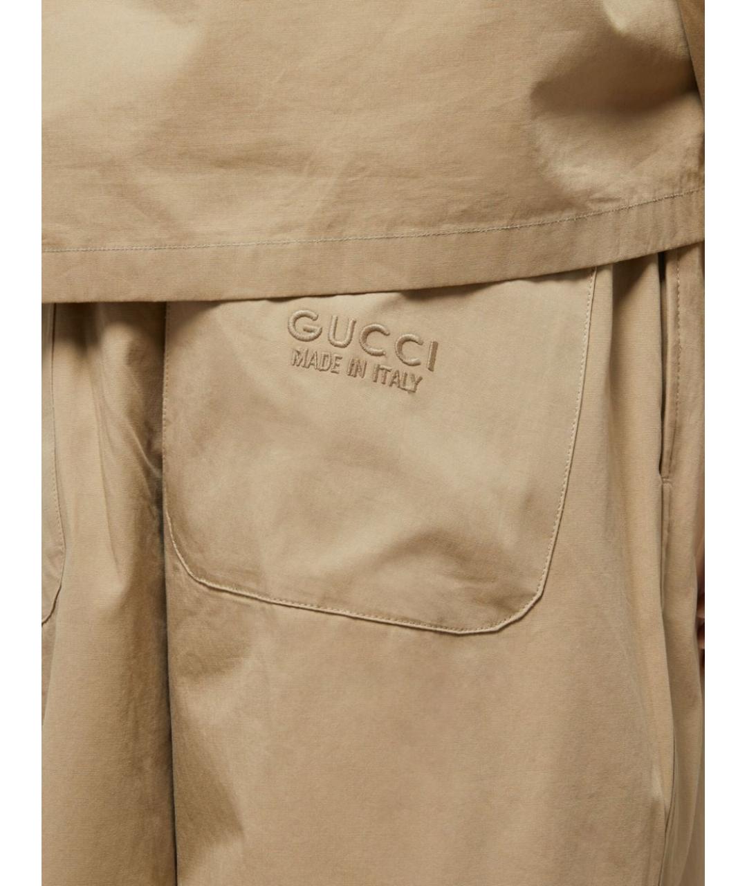GUCCI Бежевые хлопковые повседневные брюки, фото 3