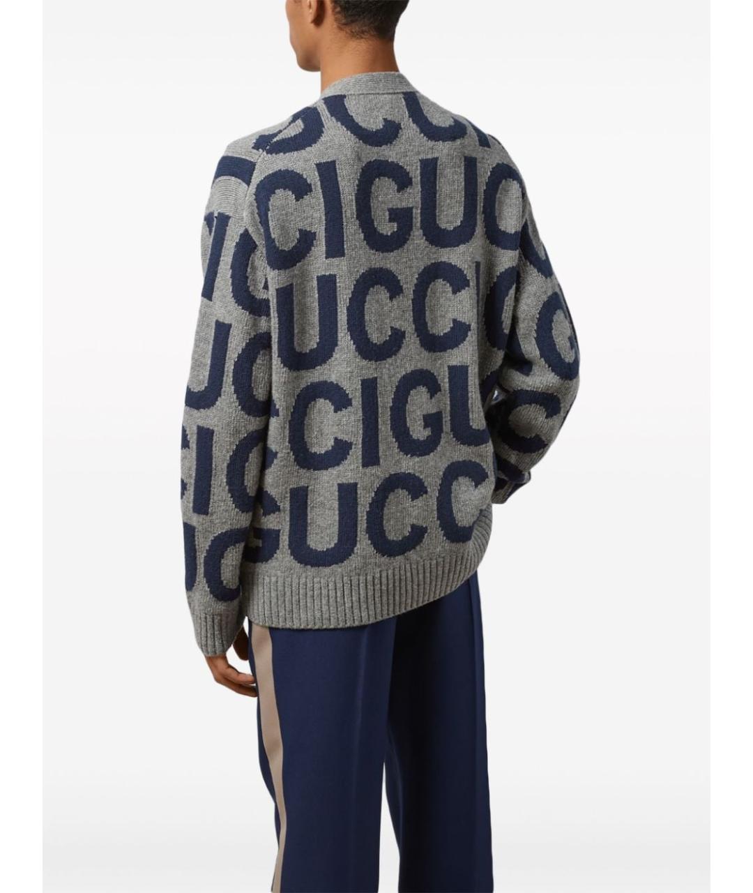 GUCCI Серый шерстяной кардиган, фото 5