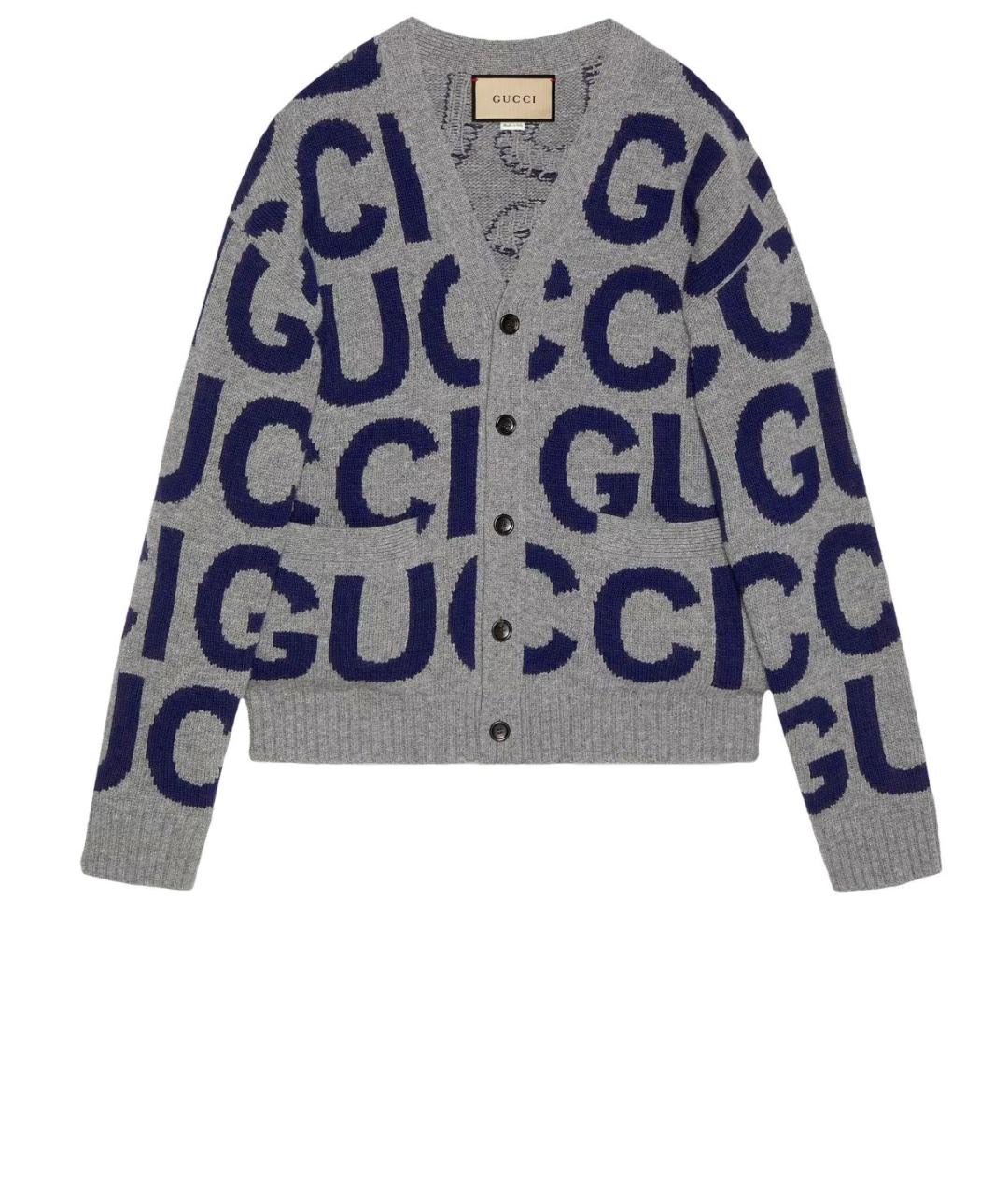 GUCCI Серый шерстяной кардиган, фото 1