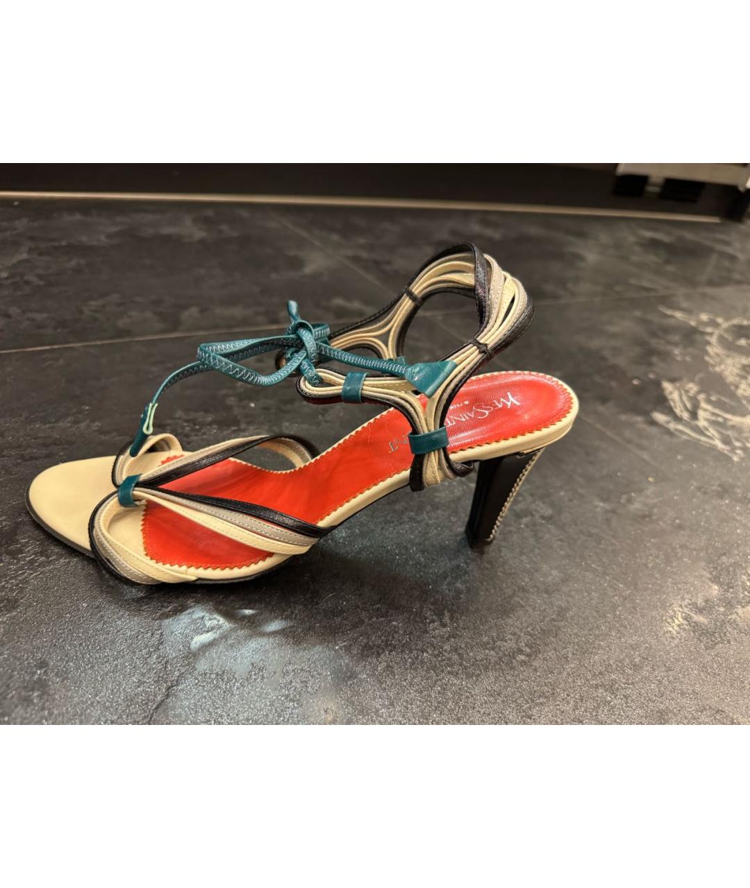 SAINT LAURENT Мульти кожаные босоножки, фото 9