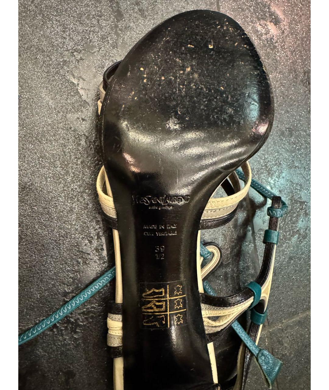 SAINT LAURENT Мульти кожаные босоножки, фото 7