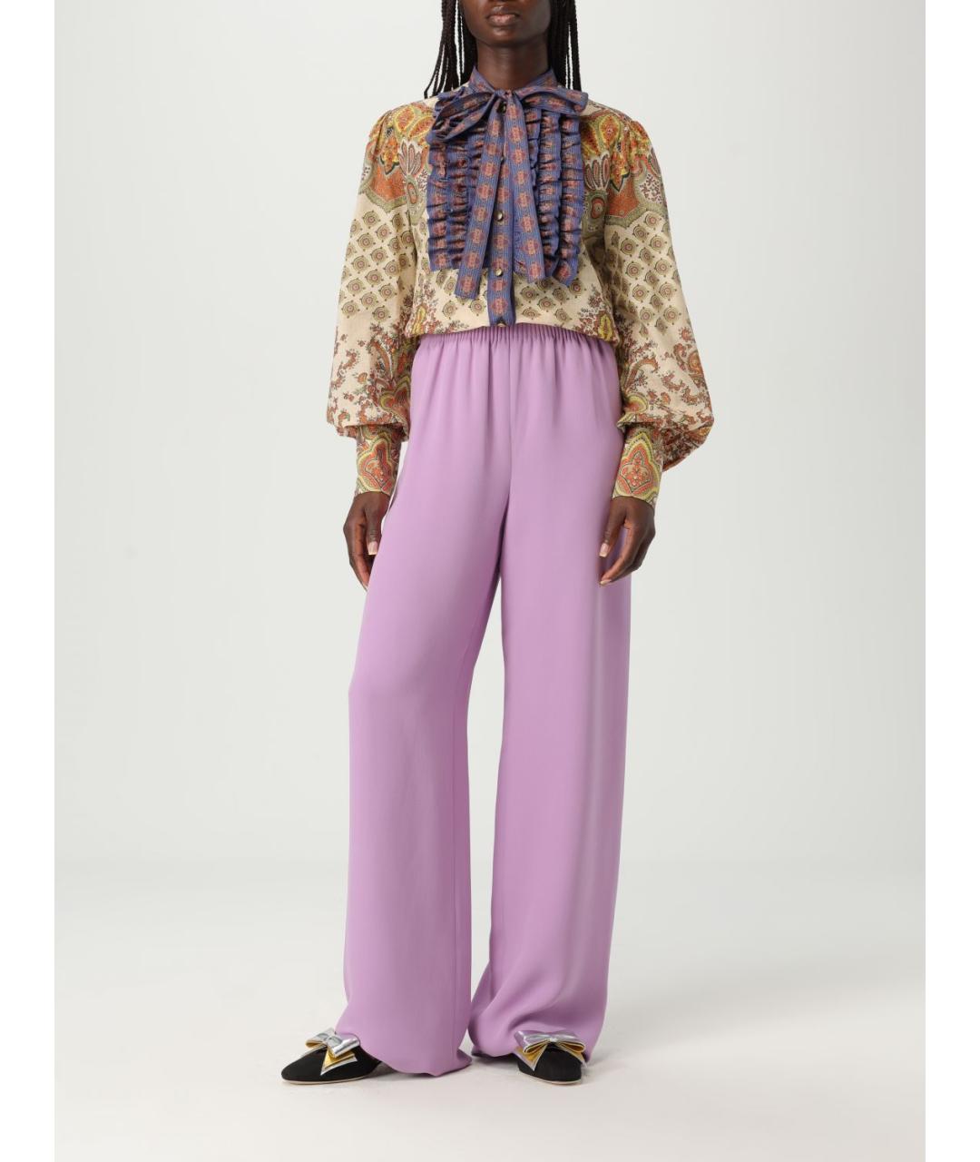VALENTINO Фиолетовые прямые брюки, фото 3