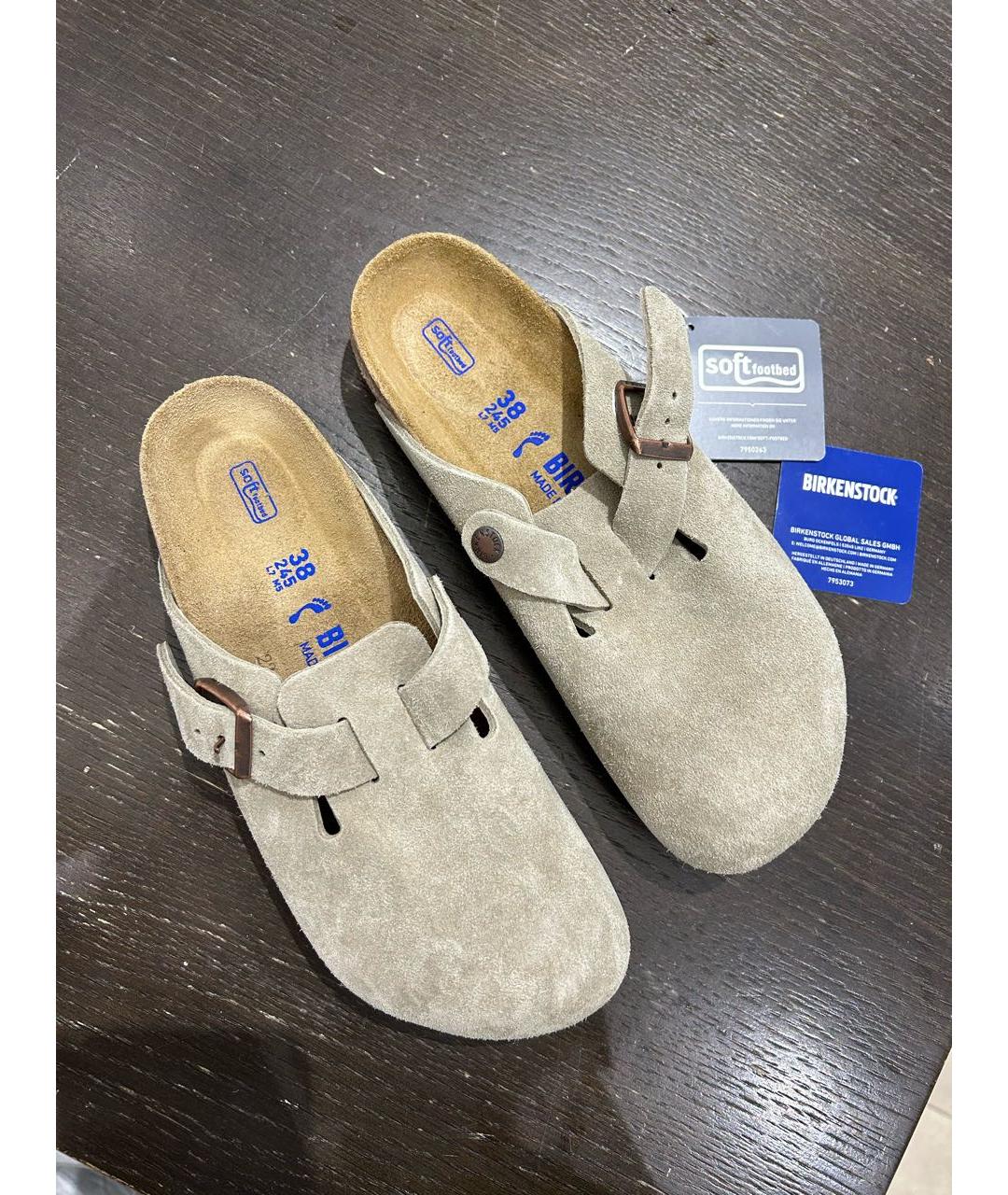 BIRKENSTOCK Бежевые замшевые сабо, фото 3