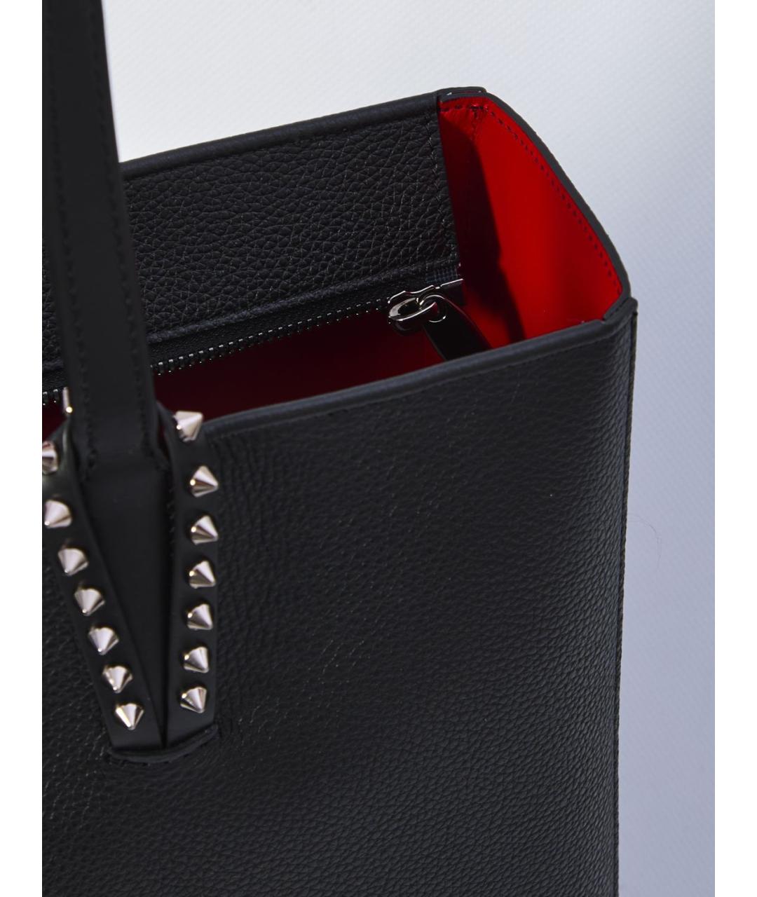 CHRISTIAN LOUBOUTIN Черная кожаная сумка тоут, фото 4