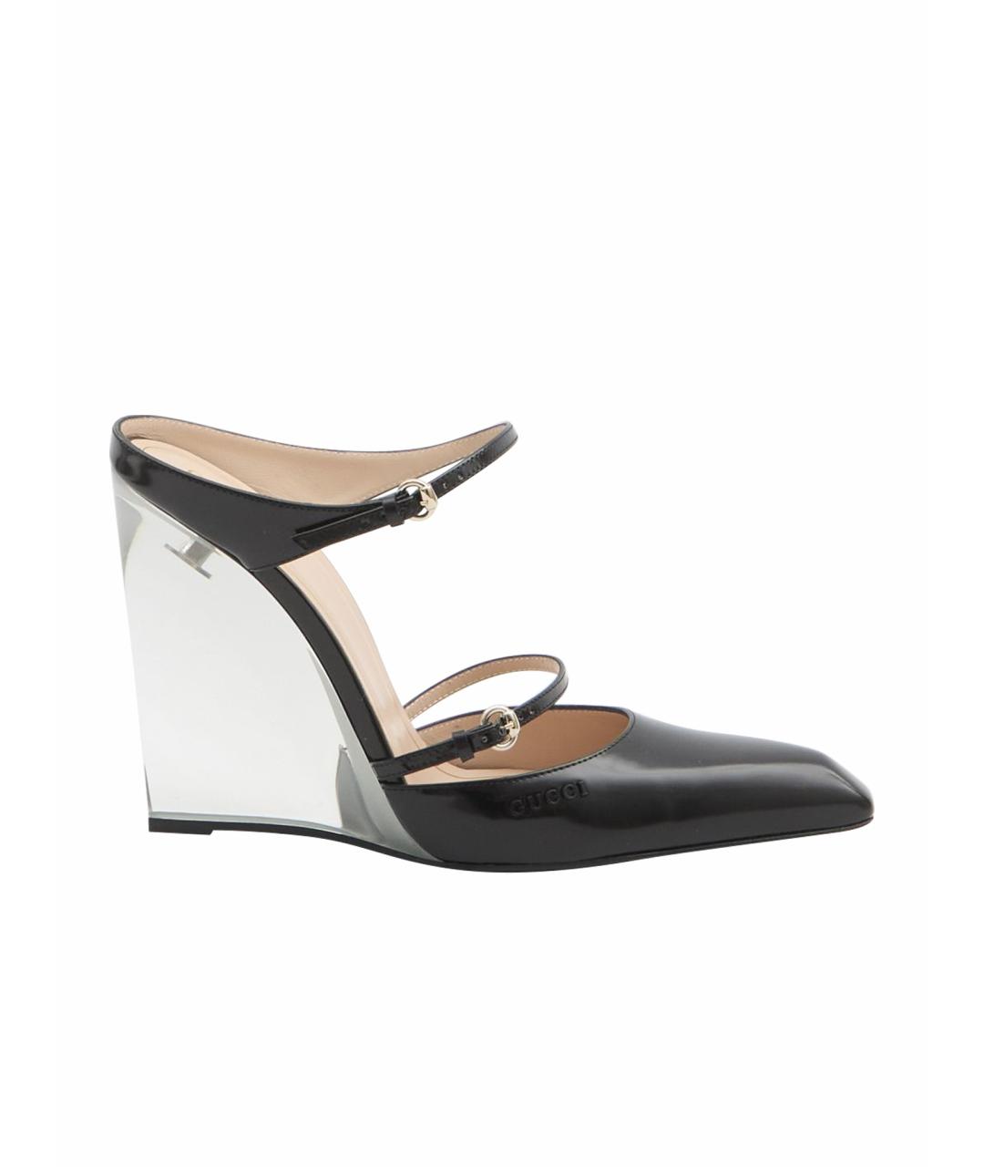 GUCCI Черные кожаные мюли, фото 1
