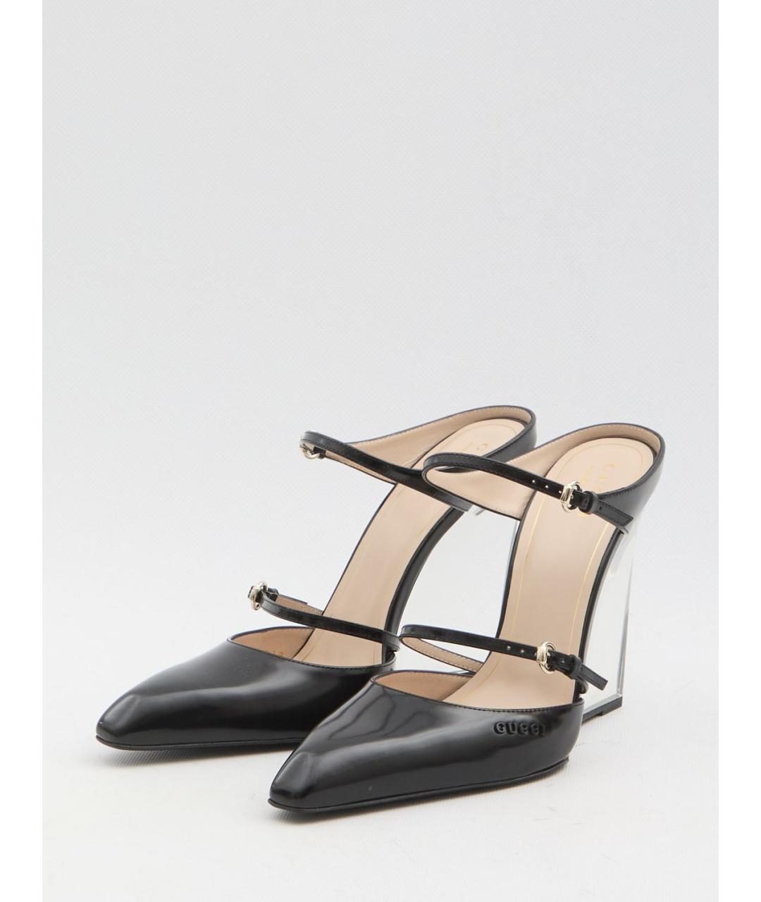 GUCCI Черные кожаные мюли, фото 2