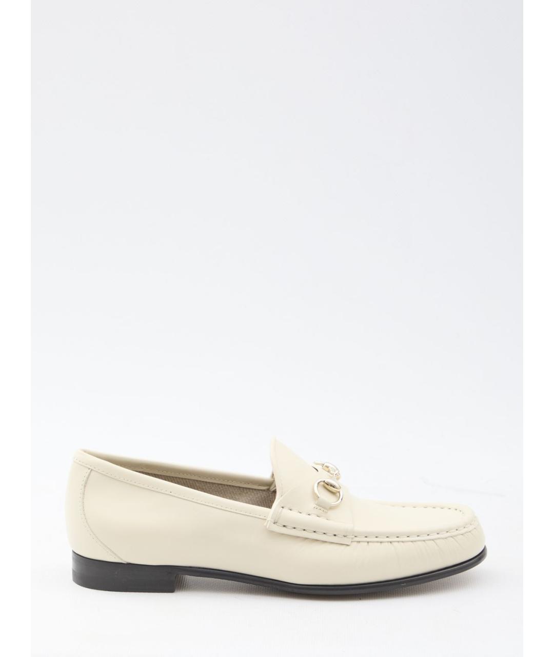 GUCCI Белые кожаные лоферы, фото 4
