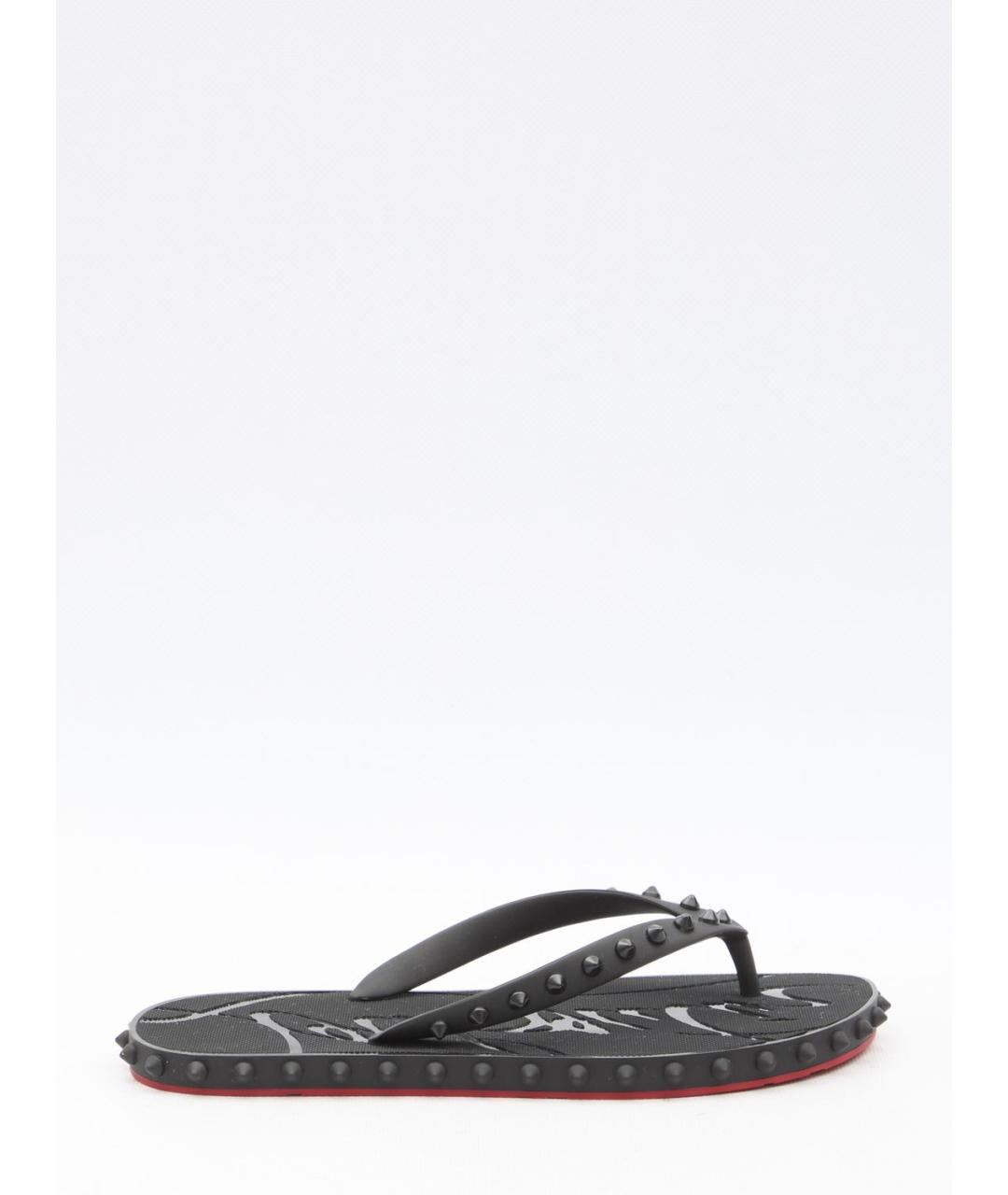 CHRISTIAN LOUBOUTIN Черные резиновые шлепанцы, фото 6