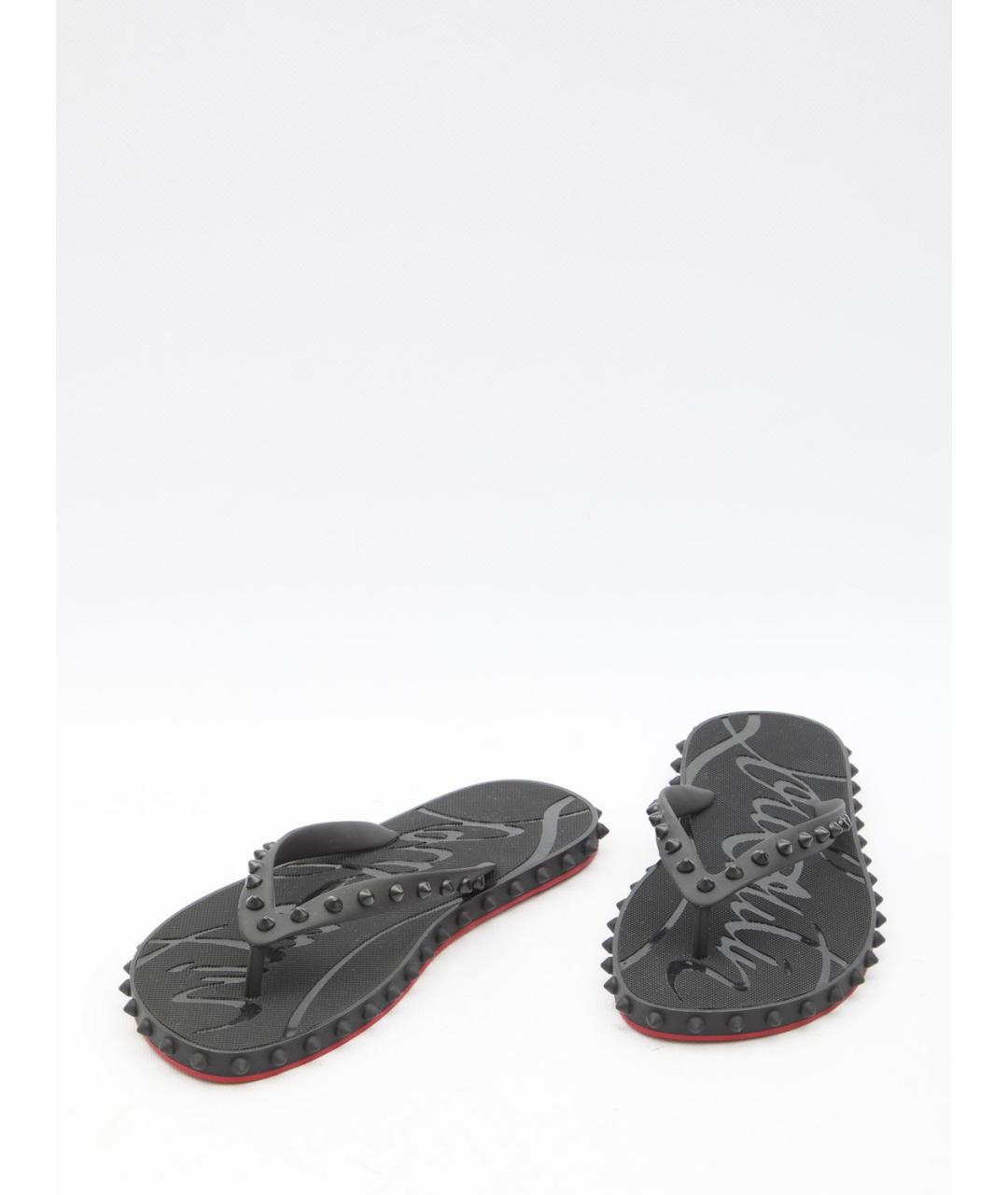 CHRISTIAN LOUBOUTIN Черные резиновые шлепанцы, фото 5