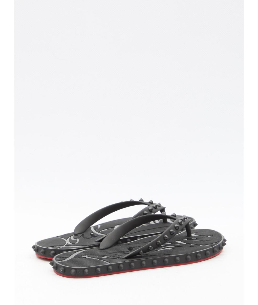 CHRISTIAN LOUBOUTIN Черные резиновые шлепанцы, фото 3