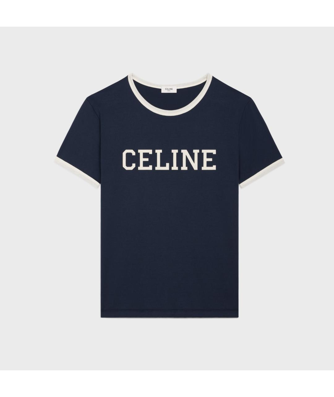 CELINE Синяя хлопковая футболка, фото 6