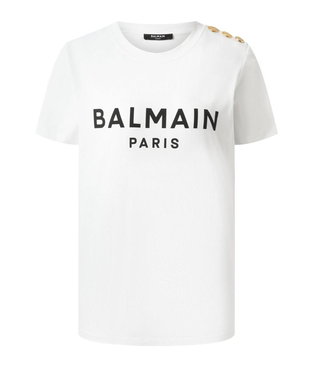 BALMAIN Белая хлопковая футболка, фото 1