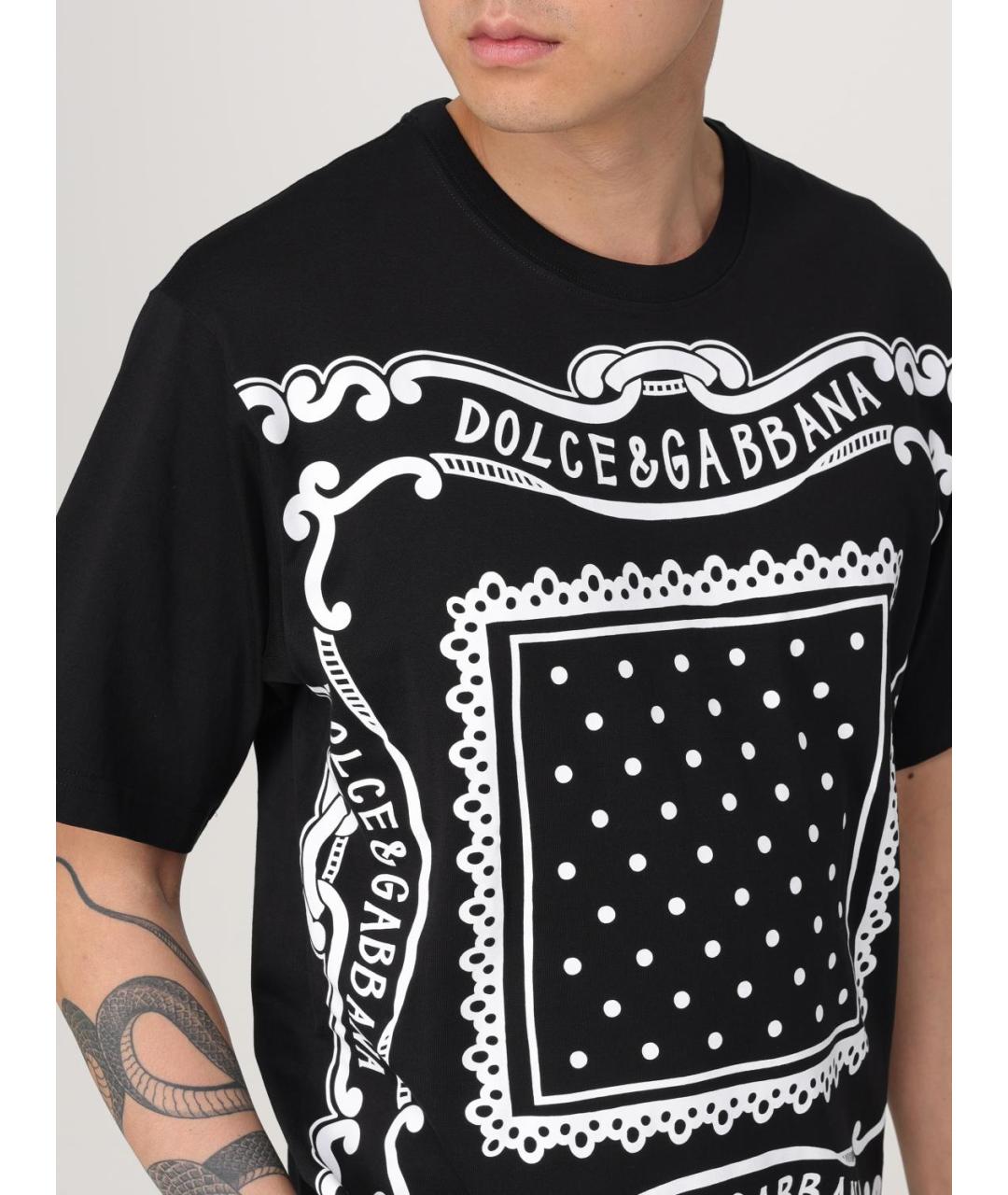DOLCE&GABBANA Черная хлопковая футболка, фото 6