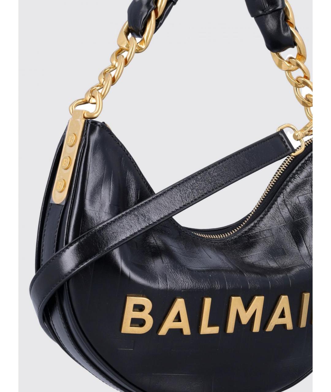 BALMAIN Черная кожаная сумка через плечо, фото 3