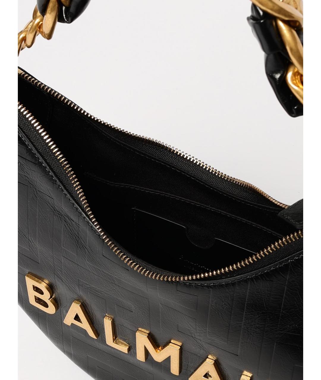 BALMAIN Черная кожаная сумка через плечо, фото 5