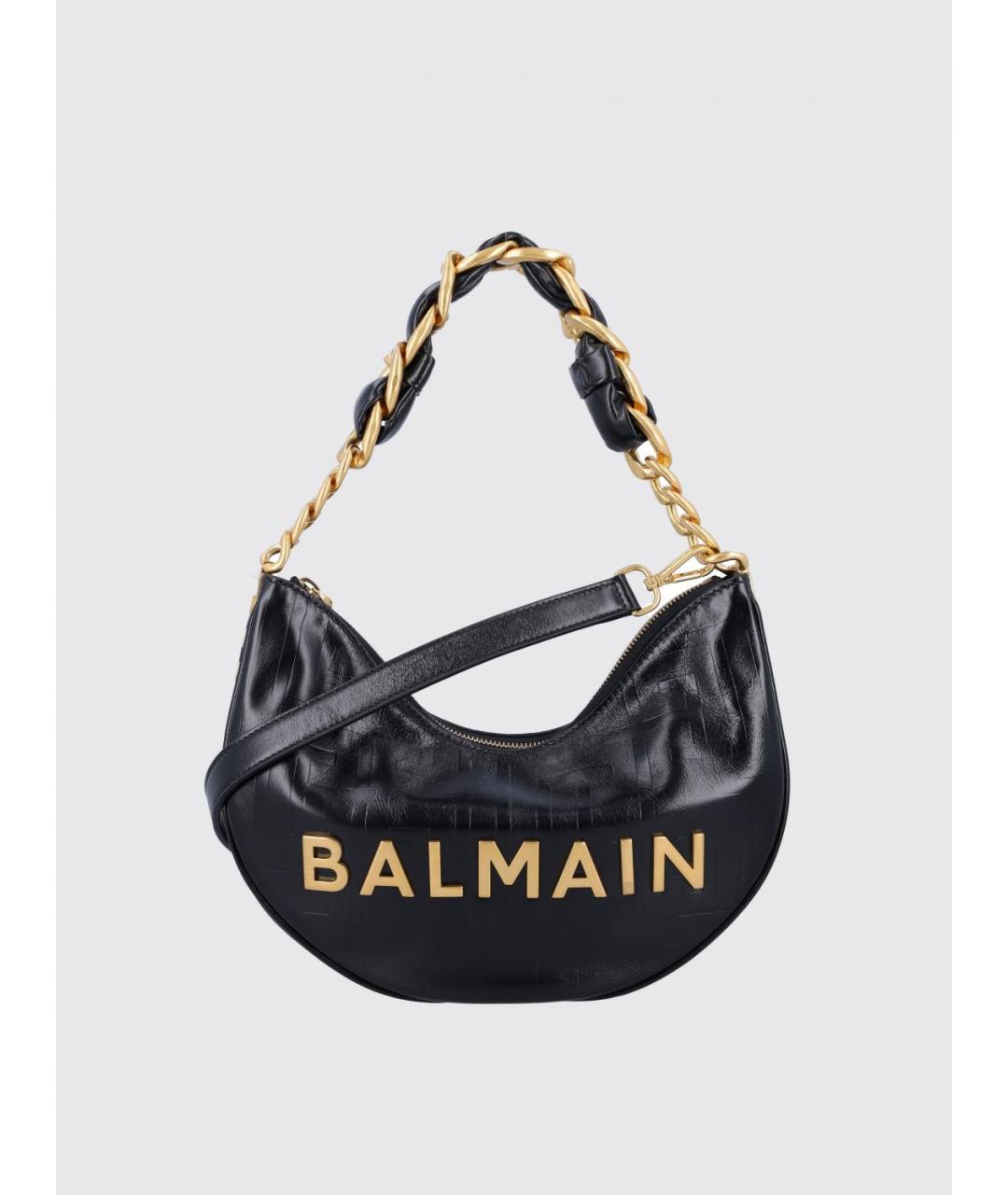 BALMAIN Черная кожаная сумка через плечо, фото 6