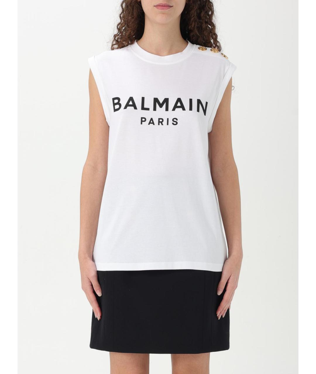 BALMAIN Белая хлопковая майка, фото 2