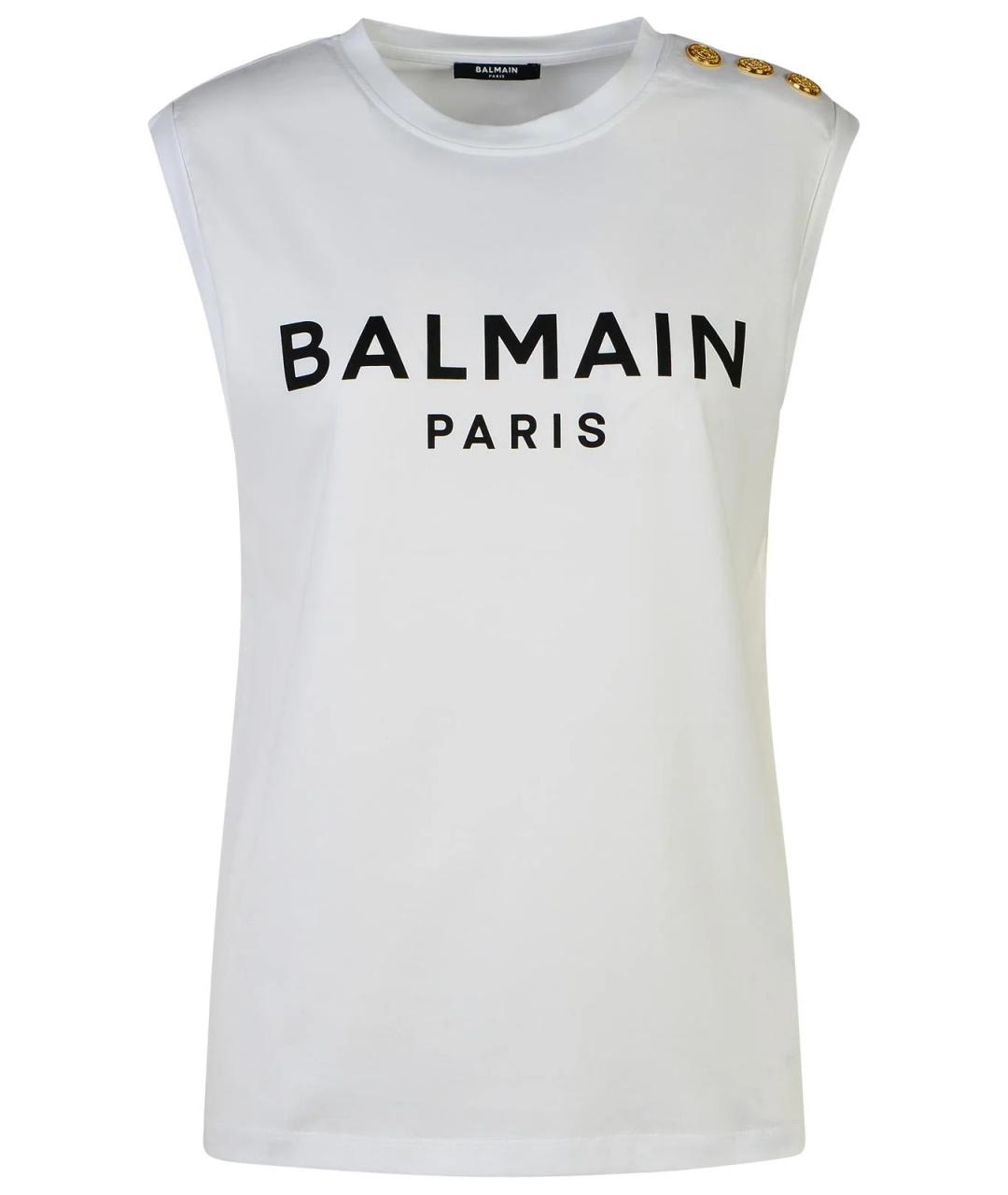 BALMAIN Белая хлопковая майка, фото 1