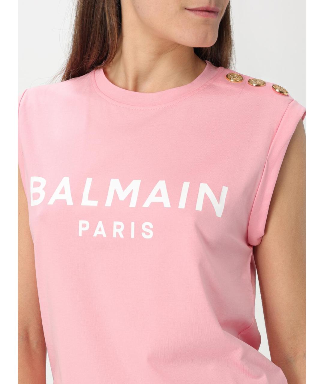 BALMAIN Розовая хлопковая майка, фото 5
