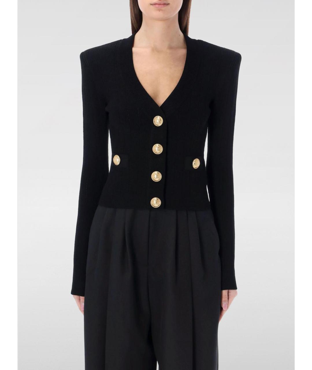 BALMAIN Черный вискозный кардиган, фото 2