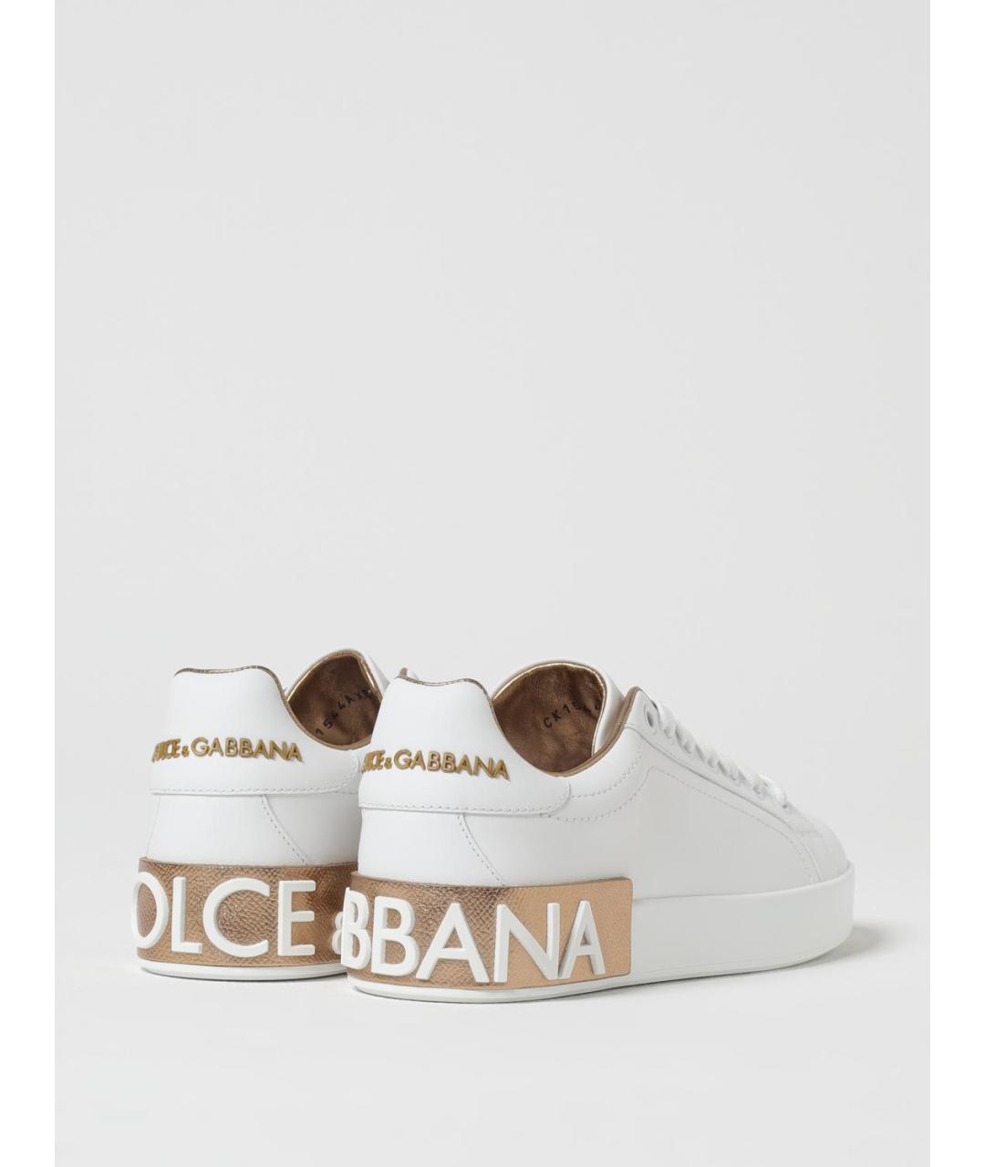 DOLCE&GABBANA Белые кожаные кеды, фото 3