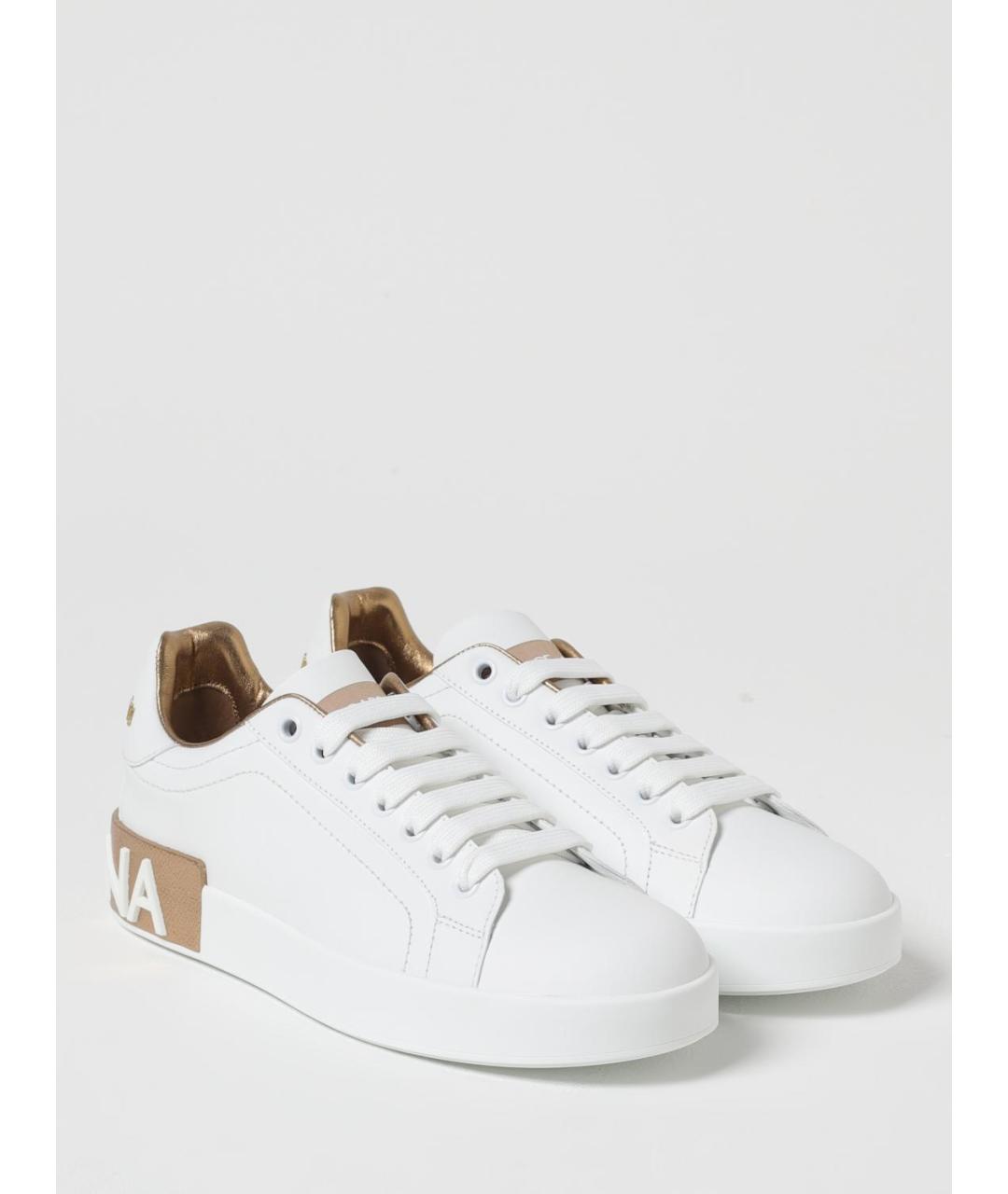 DOLCE&GABBANA Белые кожаные кеды, фото 2