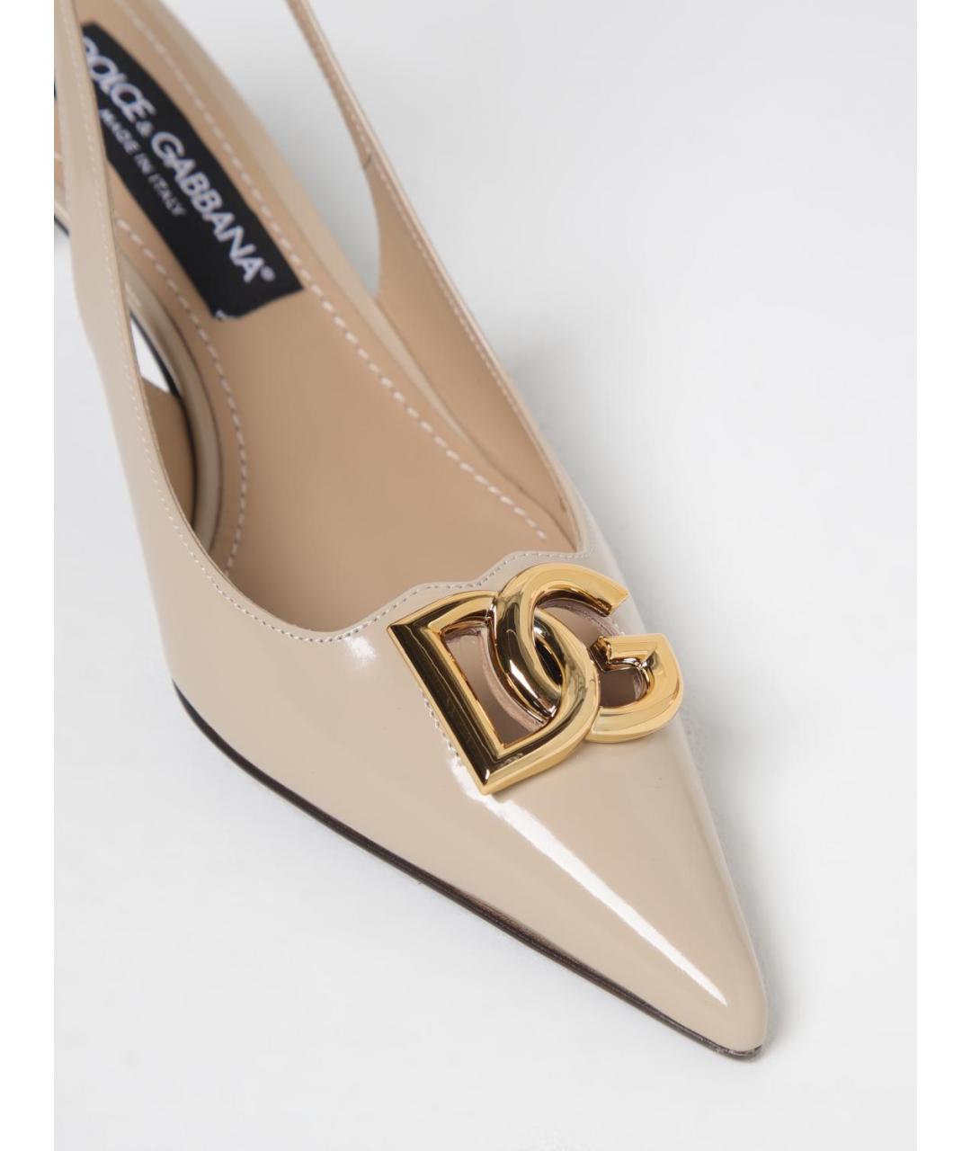 DOLCE&GABBANA Бежевые туфли из лакированной кожи, фото 4