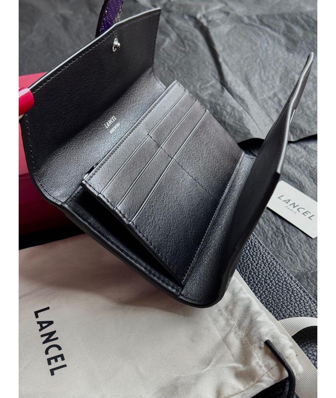 LANCEL Черный кошелек из экзотической кожи, фото 5