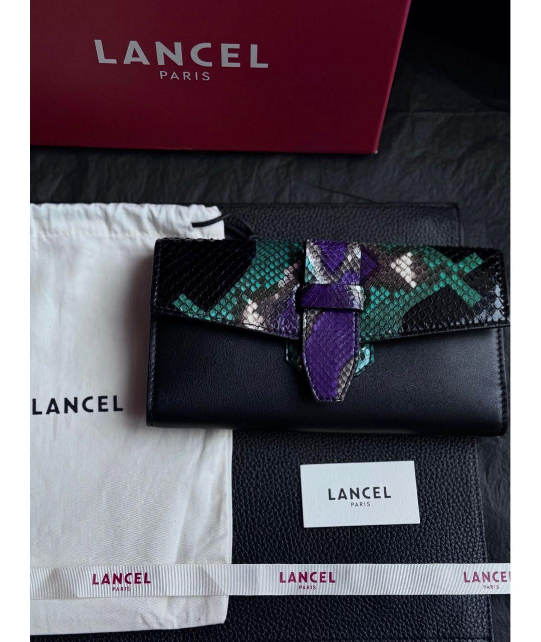 LANCEL Черный кошелек из экзотической кожи, фото 9