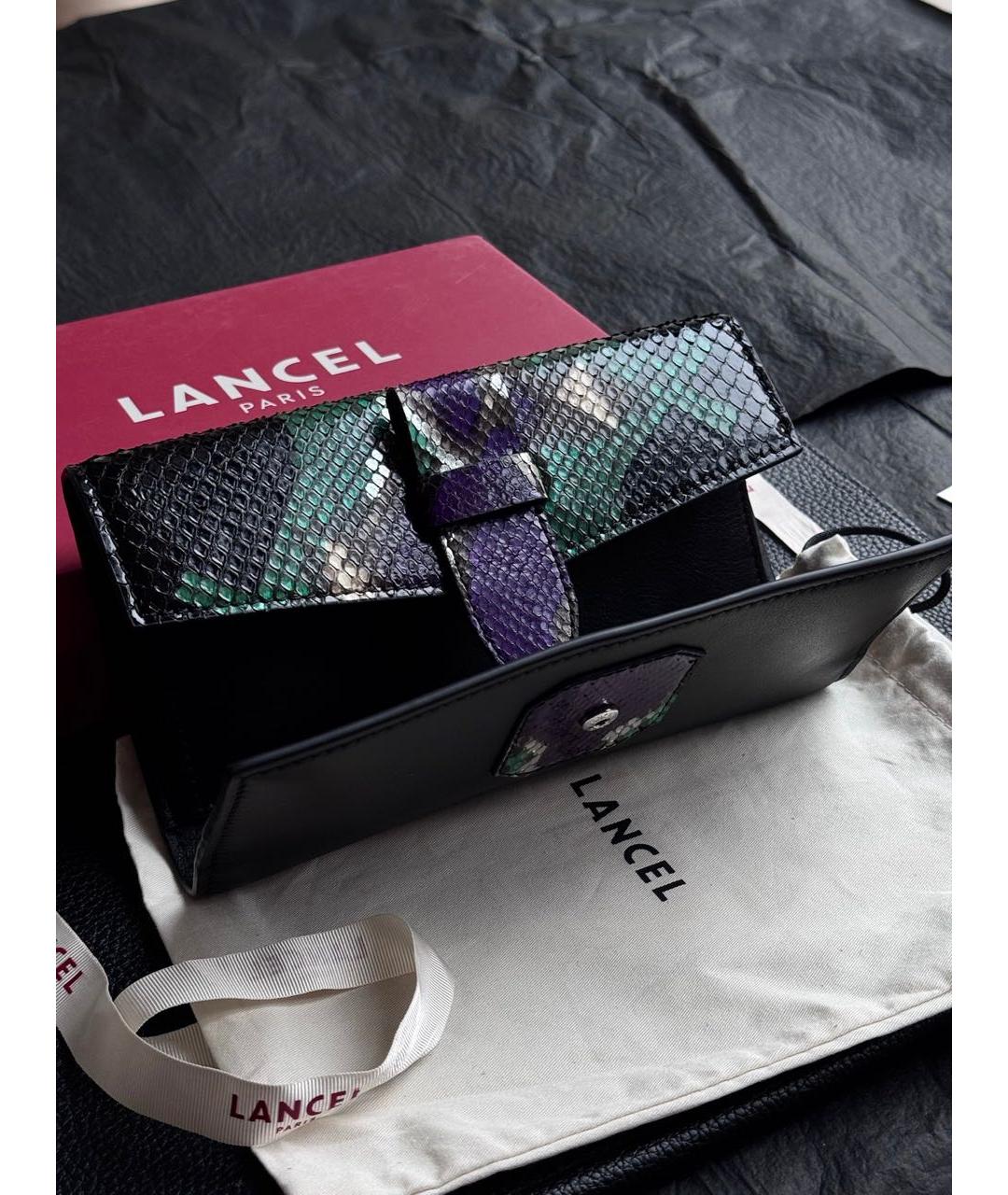 LANCEL Черный кошелек из экзотической кожи, фото 4
