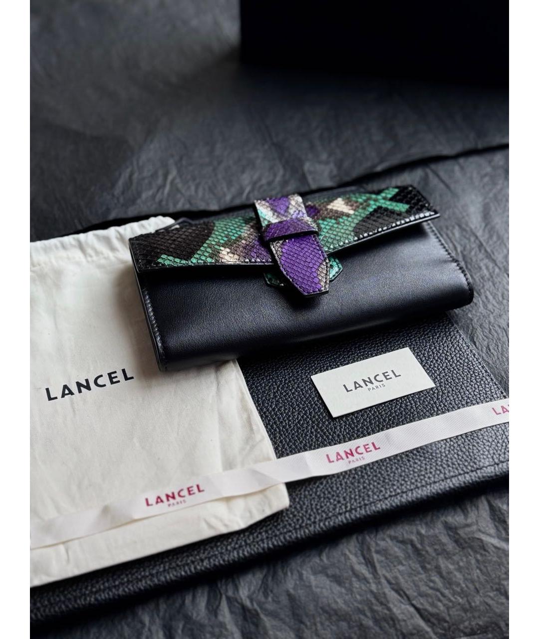 LANCEL Черный кошелек из экзотической кожи, фото 7