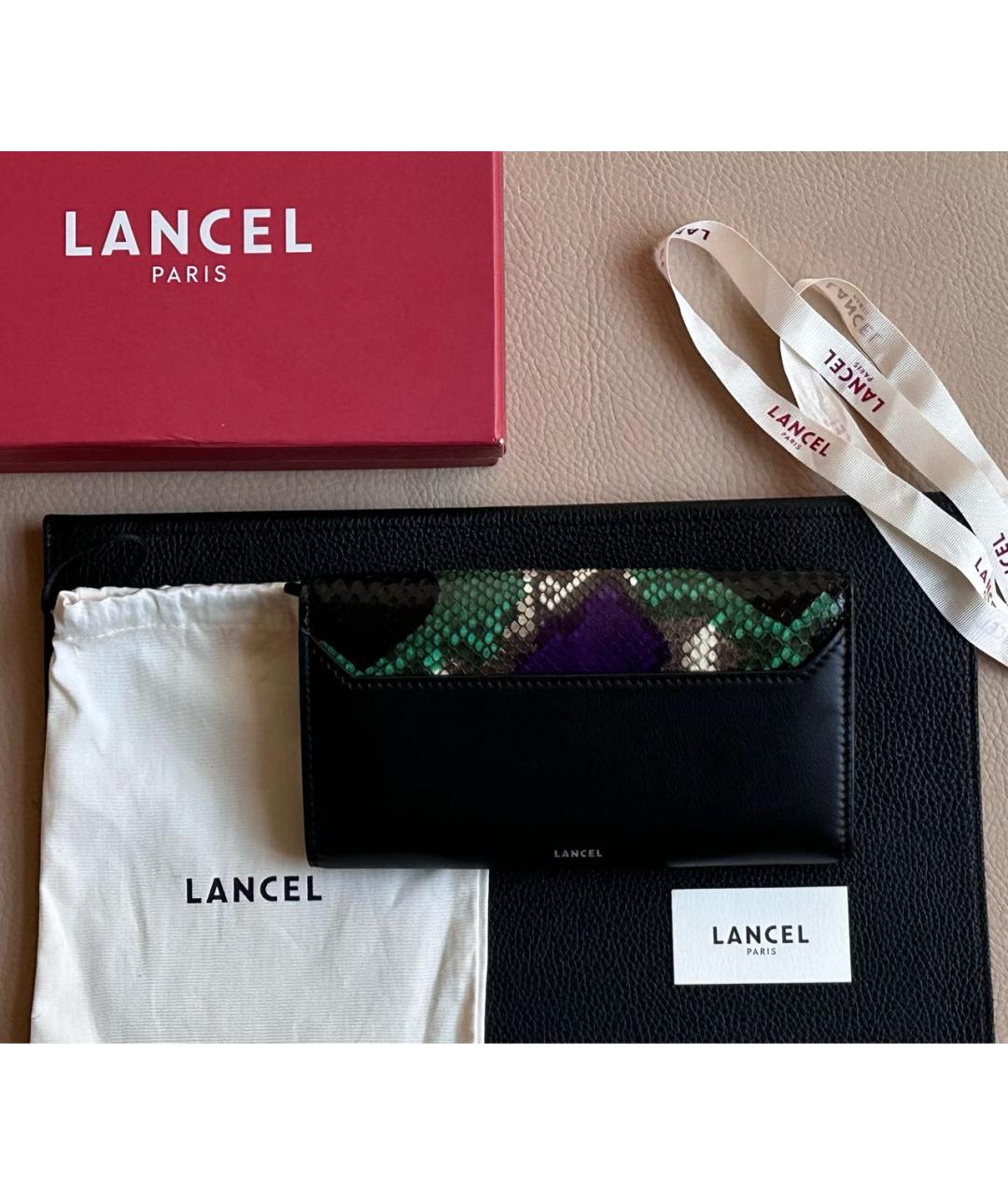 LANCEL Черный кошелек из экзотической кожи, фото 3
