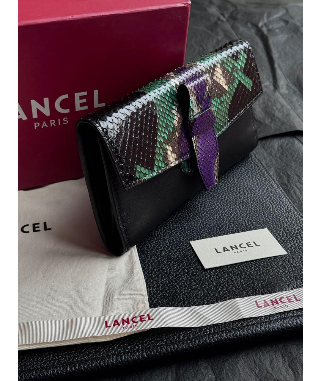 LANCEL Черный кошелек из экзотической кожи, фото 2