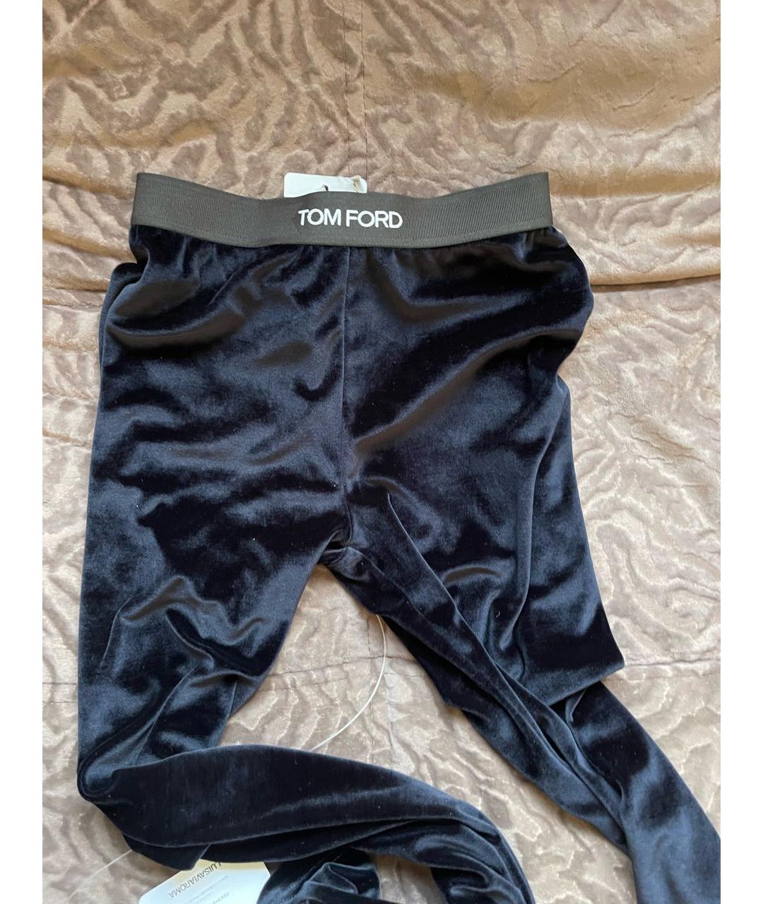 TOM FORD Темно-синие велюровые леггинсы и велосипедки, фото 3