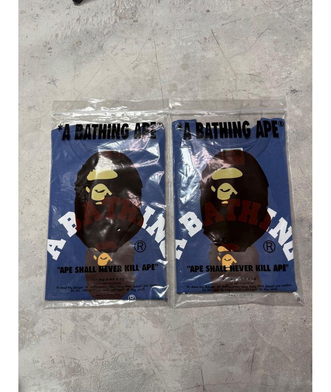 A BATHING APE Синяя хлопковая футболка, фото 3
