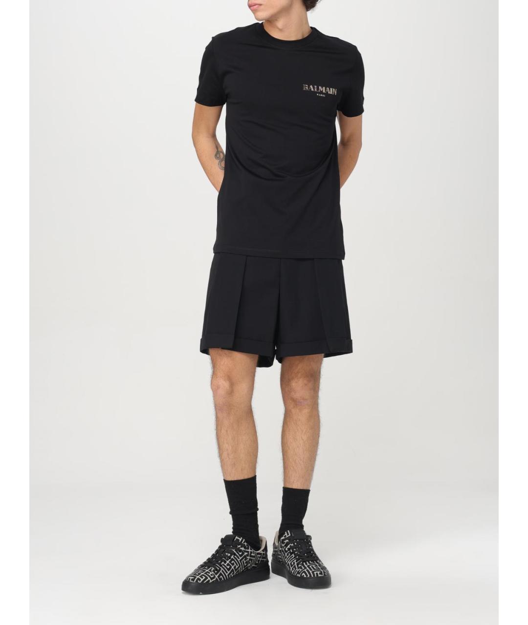 BALMAIN Черная хлопковая футболка, фото 3